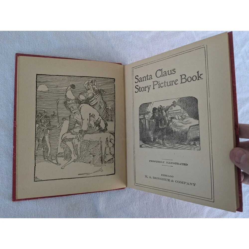 Antique Christmas Santa Claus Story Picture Book M.A. Donohue VTG Christmas Rare